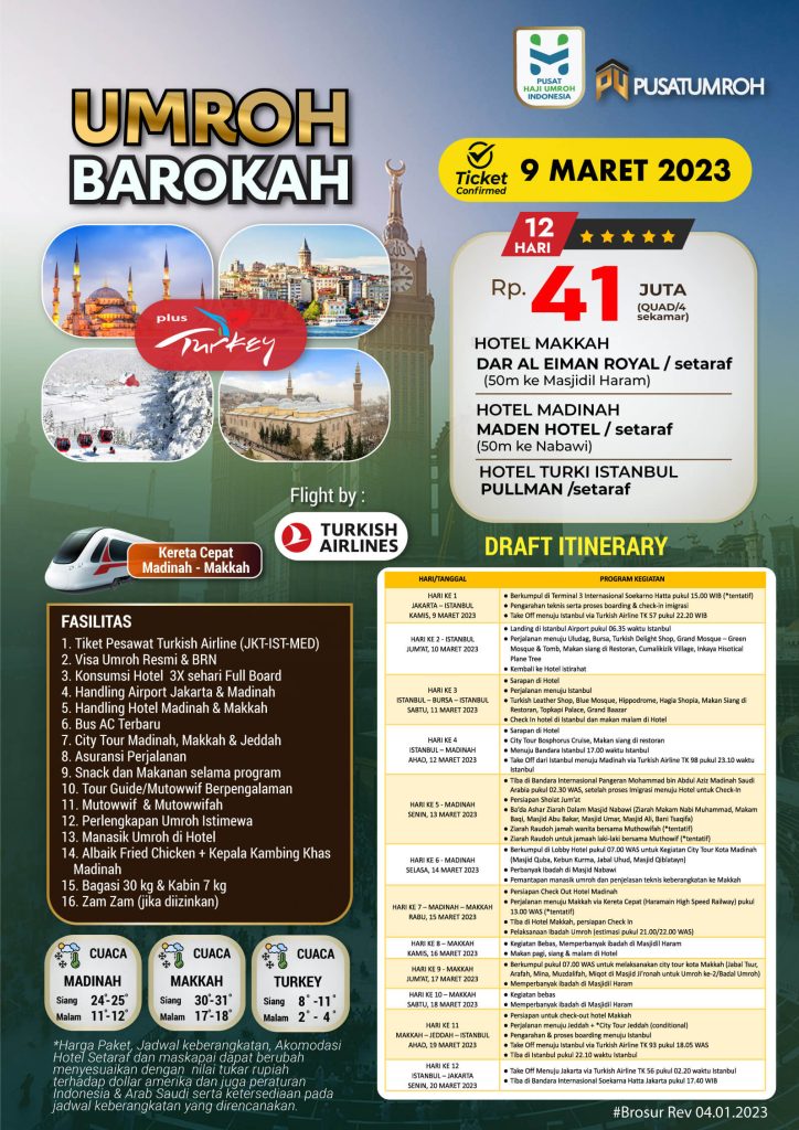Paket Umroh Plus turki Maret 2023
