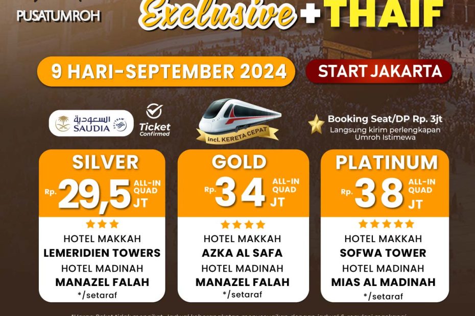 Paket Umroh September 2024, plus Kereta Cepat