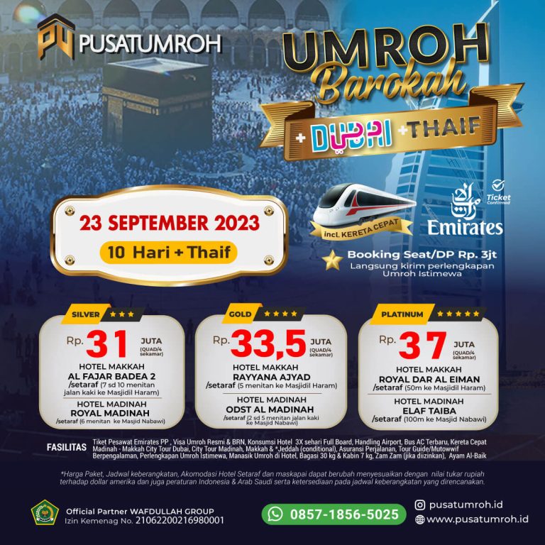 Paket Umroh Plus Dubai September 2023