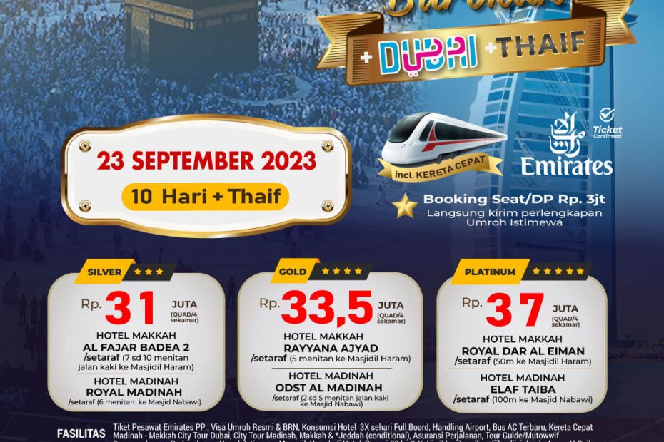 Paket Umroh Plus Dubai September 2023