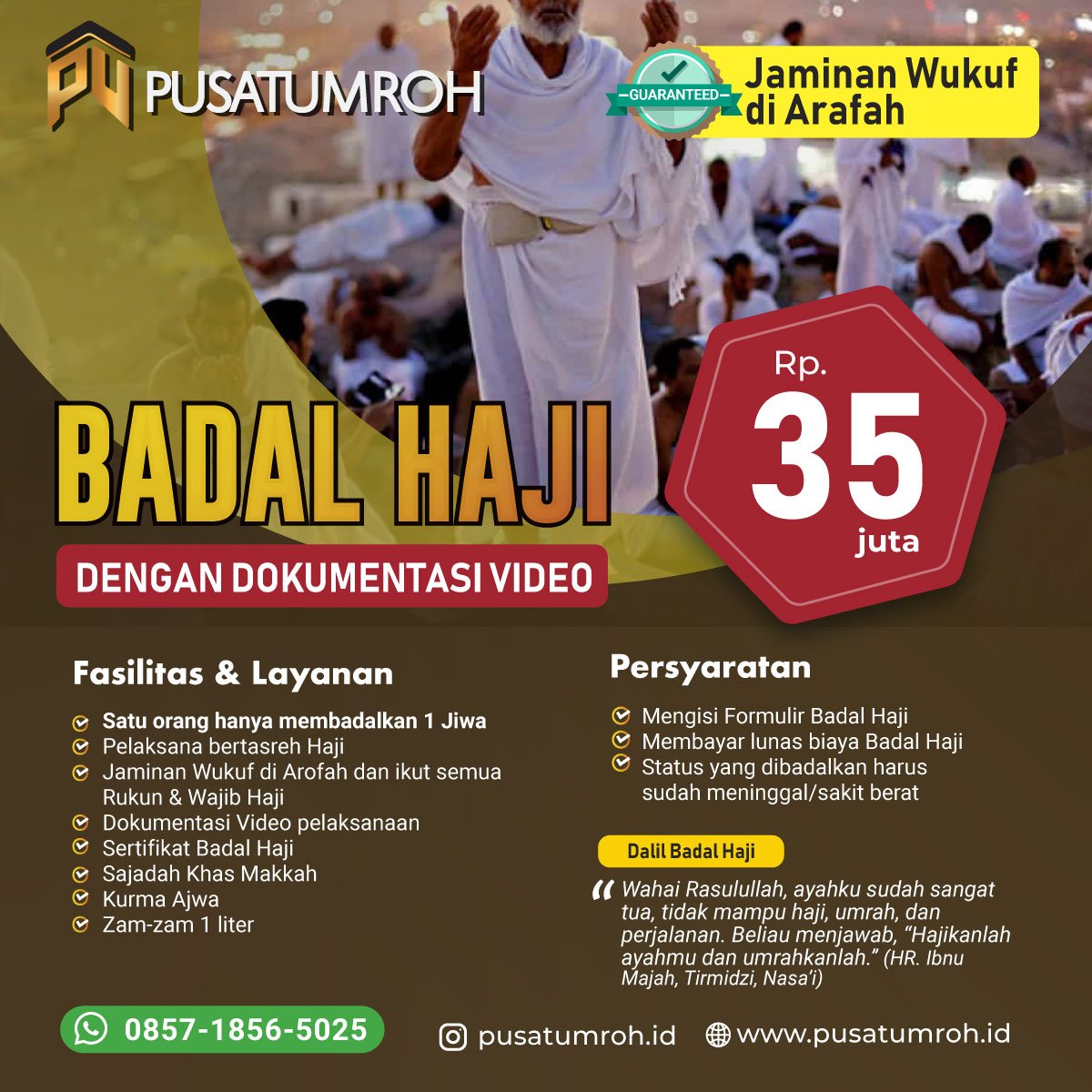 Jasa Badal Haji Resmi Bergaransi Wukuf di Arofah