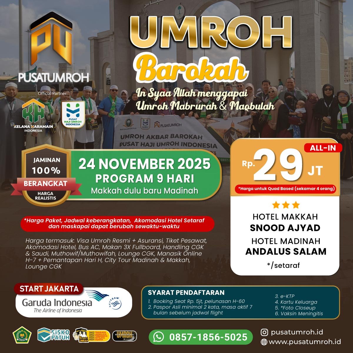 Paket Biaya Umroh 24 November 2025, Garuda Indonesia