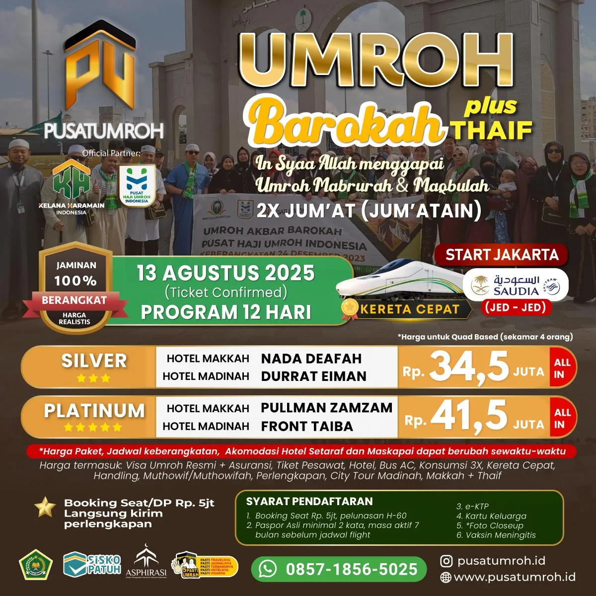 Paket Biaya Umroh 13 Agustus 2025 13 Hari Saudi Airlines Kereta Cepat