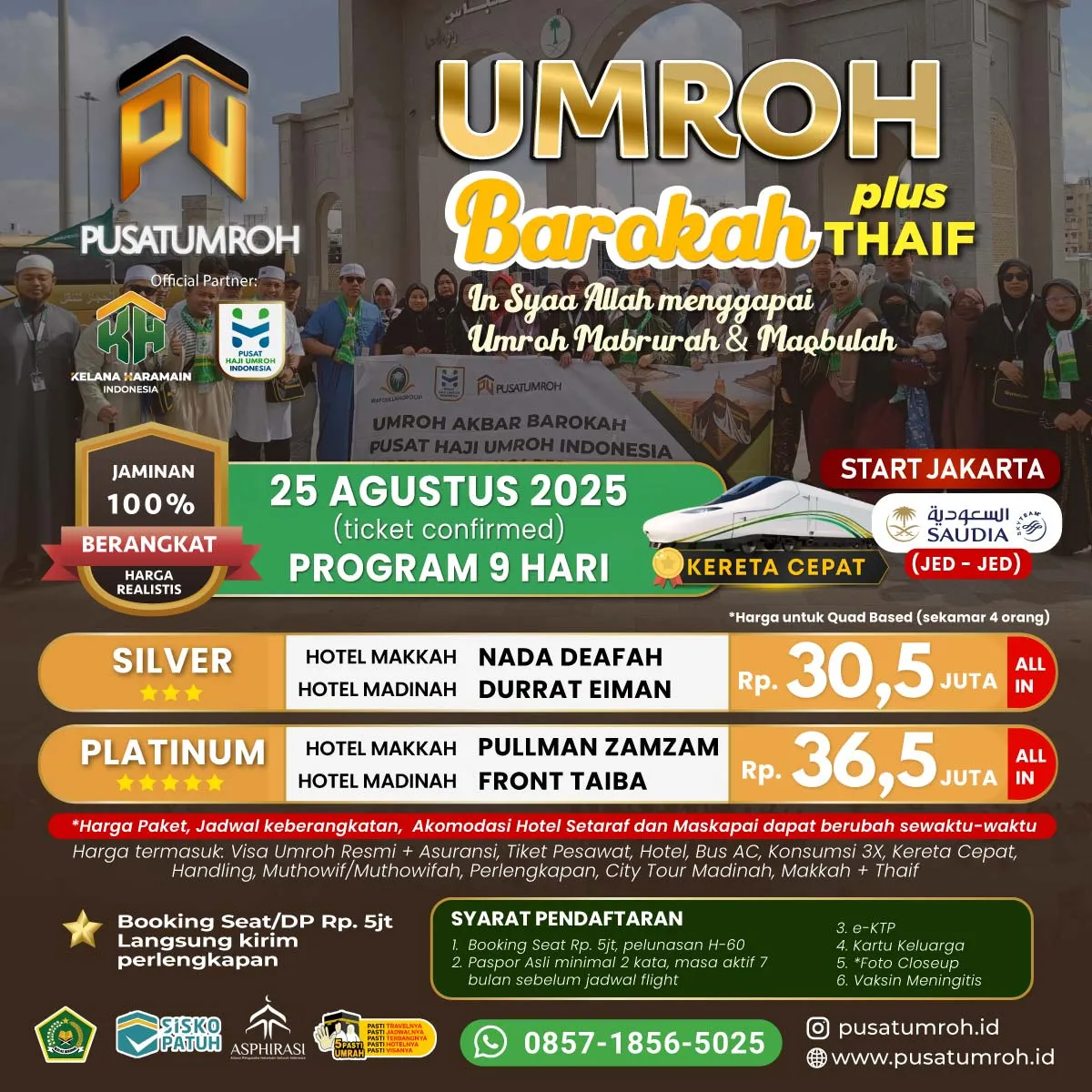 Paket Umroh 25 Agustus 2025 9 Hari Kereta Cepat