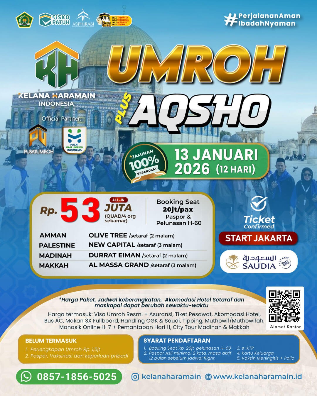 Umroh plus Aqsho 13 Januari 2026 12 Hari