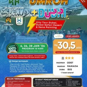 Umroh Plus Dubai 6, 26, 28 Januari 2026 29 jutaan