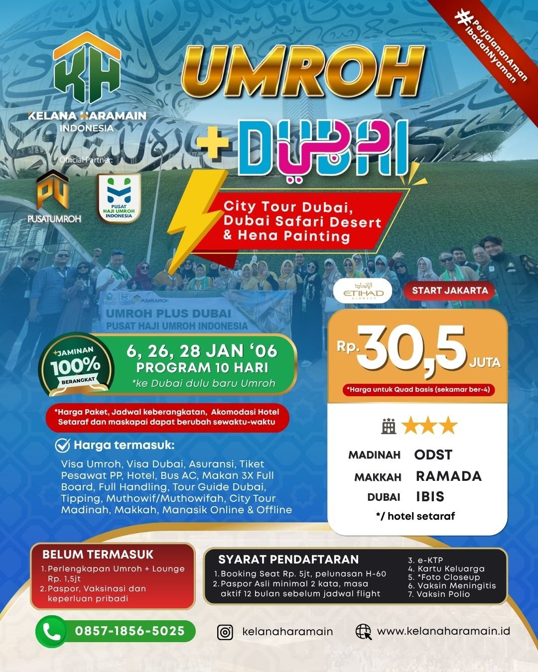 Umroh Plus Dubai 6, 26, 28 Januari 2026 29 jutaan