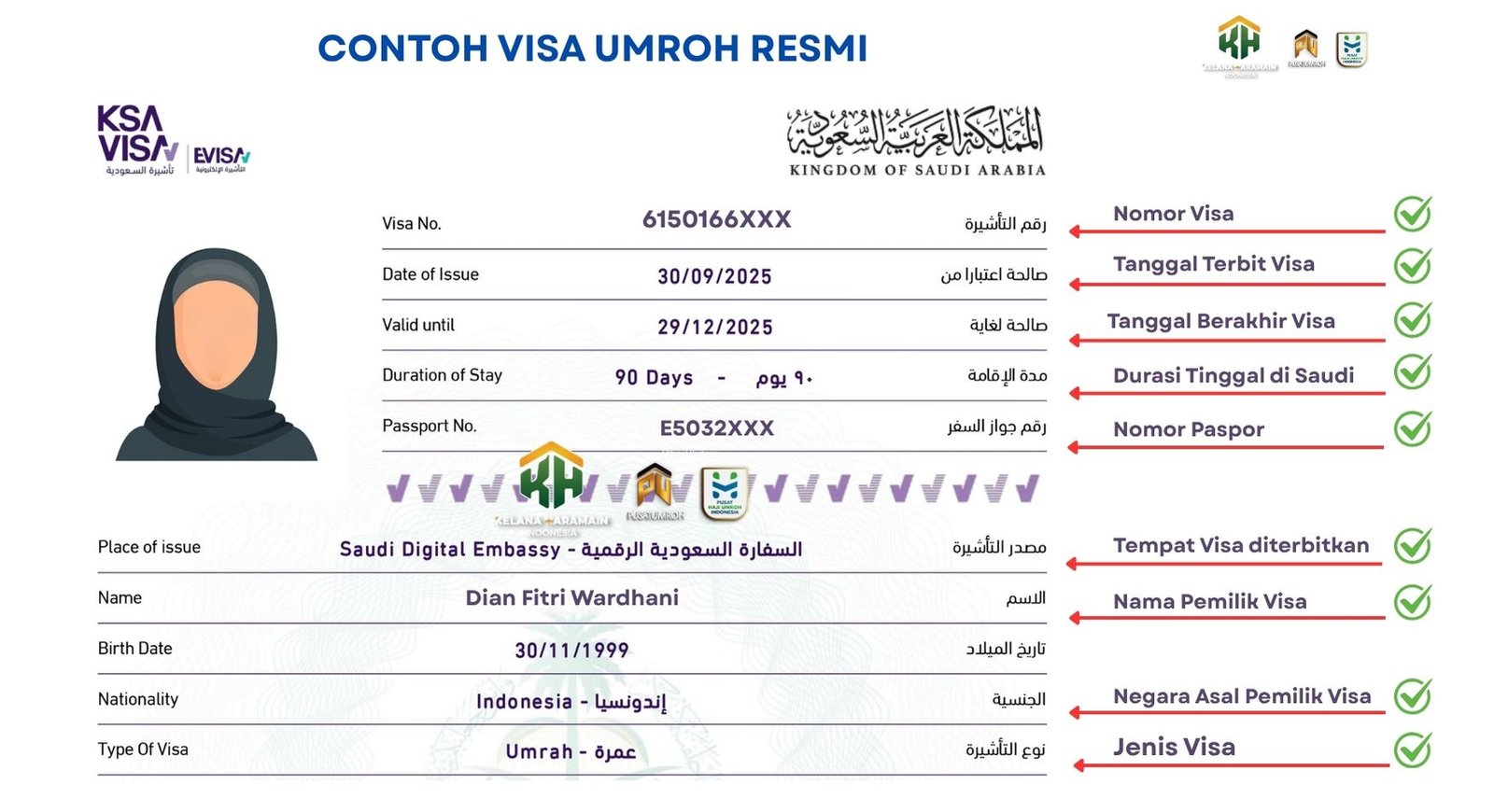 Contoh Visa Umroh Resmi